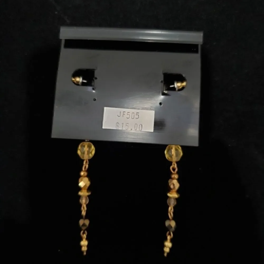 Robert Rose Runway Dangle Gold Bronze beaded